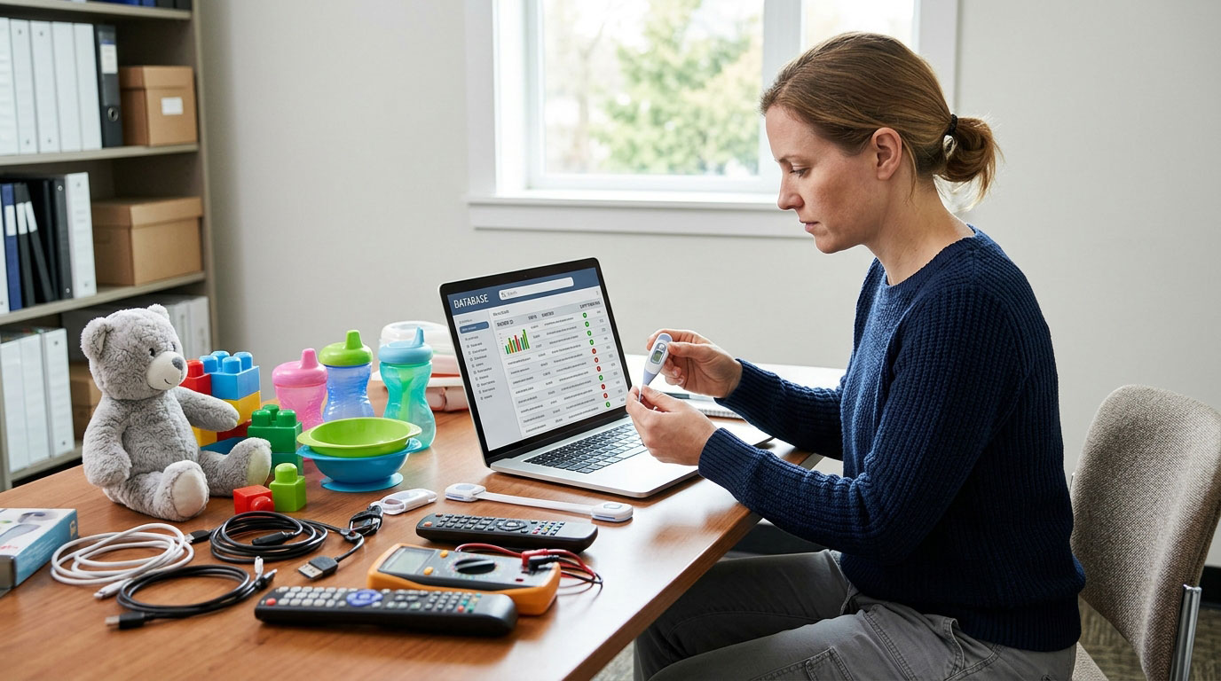 Consumer checking recent product recalls and safety information online