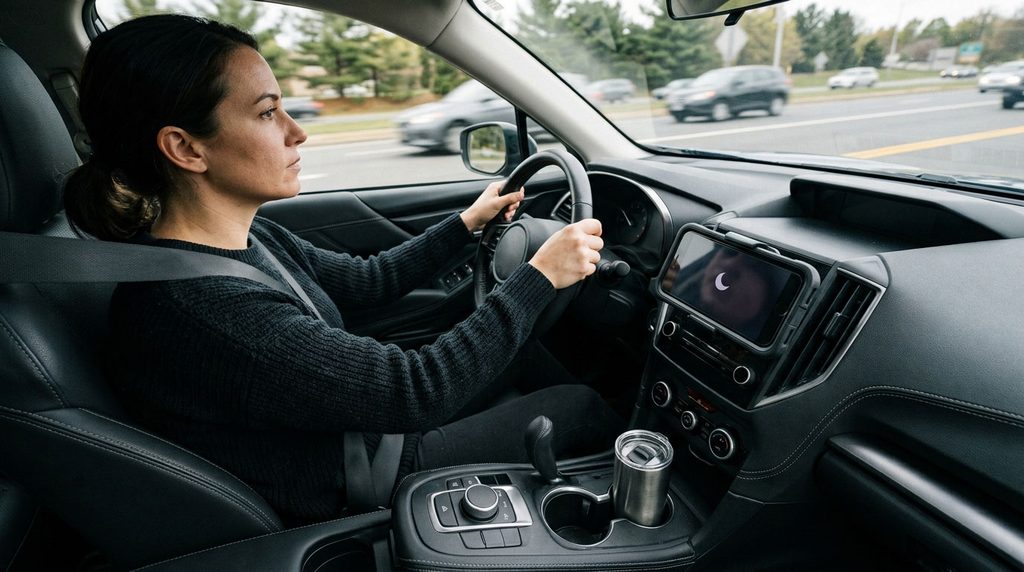 Smartphone stored away to help prevent distracted driving accidents